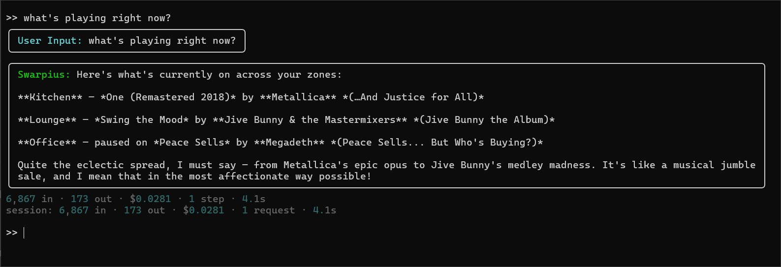 Swarpius running in CLI mode